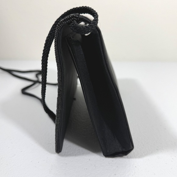 La Royale Ltd VTG Beaded Clutch Purse Black Satiny Formal Wedding Evening Bag - Picture 5 of 9